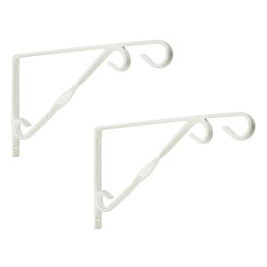 Muurhaken wit 18.5 x 30 cm - 2x stuks - geplastificeerd verzinkt staal - hanging basket haak