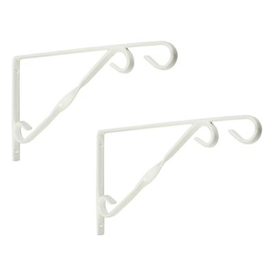 Muurhaken wit 18.5 x 30 cm - 2x stuks - geplastificeerd verzinkt staal - hanging basket haak
