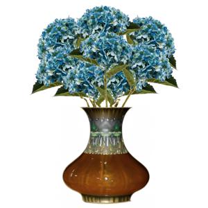 Kunstbloem Hortensia tak - 8x - Annabelle - 52 cm - blauw - Kunst zijdebloem - Hydrangea