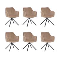 Bronx71 Velvet eetkamerstoel Furtado draaibaar taupe - Eetkamerstoelen set van 6.