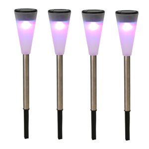 1x RVS Buitenlampen/tuinlampen LED stekers solar verlichting 36 cm gekleurd   -