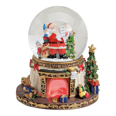 Speeldoos/sneeuwbol Nikolaas met muziek (B/H/D) 16x19x16 cm