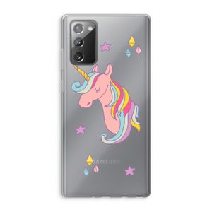 Roze eenhoorn: Samsung Galaxy Note 20 / Note 20 5G Transparant Hoesje