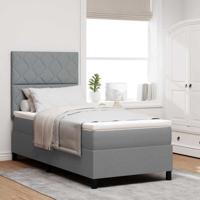 Boxspringbed met Matras & LED Licht, Lichtgrijs, 90 x 190 cm, Stof