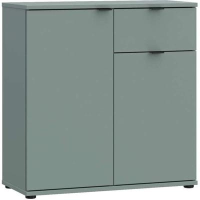 Kleine opbergkast - Dressoir - GANYMEDE - 2 deuren - 1 lade - Salie - 80,1 x 34,1 x 82,3 cm