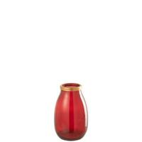 J-Line vaas Goud Boord - glas - rood - small - thumbnail