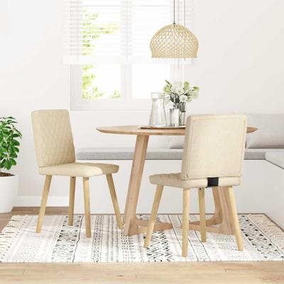 Eetkamerstoelen 2 st stof crmekleurig