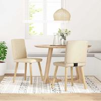 Eetkamerstoelen 2 st stof crmekleurig