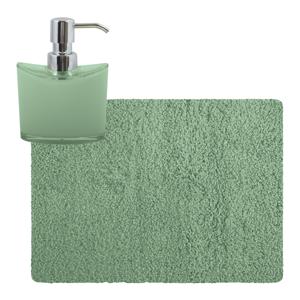 MSV badkamer droogloop tapijt - Langharig - 50 x 70 cm - incl zeeppompje 260 ml - groen