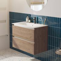 Saqu Gaia voorgemonteerd badmeubel met aluminium greeplijst incl. keramische wastafel 81x46cm toffee