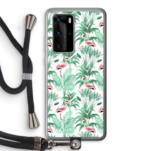Flamingo bladeren: Huawei P40 Pro Transparant Hoesje met koord
