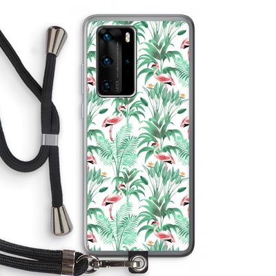 Flamingo bladeren: Huawei P40 Pro Transparant Hoesje met koord