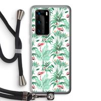 Flamingo bladeren: Huawei P40 Pro Transparant Hoesje met koord