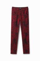 Slim fit broek met dierenprint - RED - 42