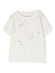 Stella McCartney Kids t-shirt fleuri à logo - Blanc