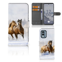Nokia X30 Telefoonhoesje met Pasjes Paarden