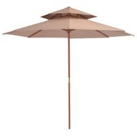 VidaXL Parasol dubbeldekker met houten paal 270 cm taupe