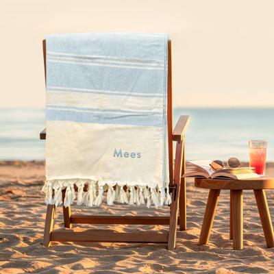 Geborduurde hamamdoek - Blauw - 210 x 203 cm