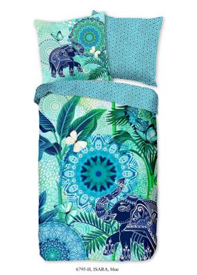 HIP Dekbedovertrek "mandala&apos;s, bladeren en een olifant" - Blauw - (135x200 cm) - Katoen Satijn