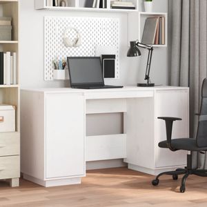 Bureau 140x50x75 cm massief grenenhout wit