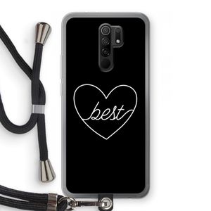 Best heart black: Xiaomi Redmi 9 Transparant Hoesje met koord
