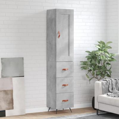 Hoge kast 34,5x34x180 cm bewerkt hout betongrijs