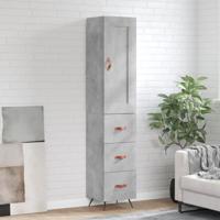 Hoge kast 34,5x34x180 cm bewerkt hout betongrijs