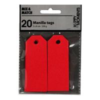 Creativ Company Manilla-labels, afm 3x8 cm, 220 gr, rood, 20 stuk/ 1 doos
