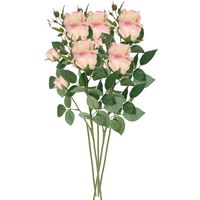 Kunstbloem roos Ariana - 5x - roze - 73 cm - kunststof steel - decoratie bloemen