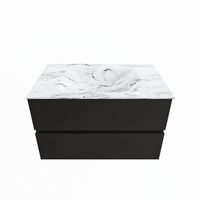 MONDIAZ VICA-DLUX 80cm badmeubel onderkast Urban 2 lades. Inbouw wastafel CLOUD midden 1 kraangat, kleur Glace.