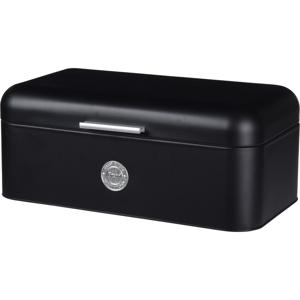 Broodtrommel - zwart - 2,5 liter - 42 x 22 x 16 cm - metaal - lunchbox