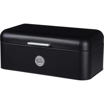 Broodtrommel - zwart - 2,5 liter - 42 x 22 x 16 cm - metaal - lunchbox