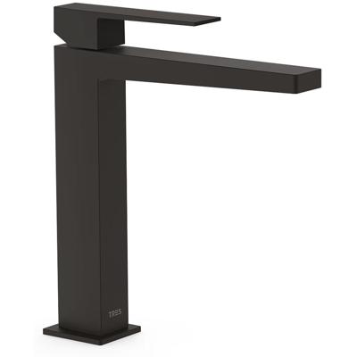 Wastafelkraan Tres Slim | Opbouw | Mengkraan | Hoog model | 1-hendel | Vierkant | Zwart mat