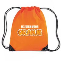 Ik juich voor oranje nylon supporter rugzakje/sporttas oranje - EK/ WK voetbal / Koningsdag - Gymtasje - zwemtasje - thumbnail
