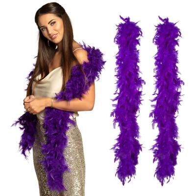 Carnaval verkleed boa met veren - 2x - paars - 180 cm - 50 gram - Glitter and Glamour