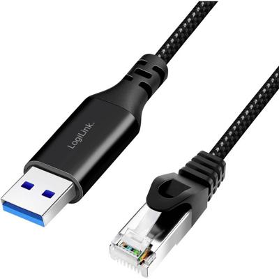LogiLink USB 3.2 Gen 1 (USB 3.0) Adapterkabel [1x USB 3.2 Gen 1 stekker A (USB 3.0) - 1x RJ45-stekker 8p8c] CU0402 2.00 m