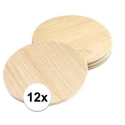Glazen onderzetters - 12x stuks - rond - hout - D10 cm - glas onderleggers