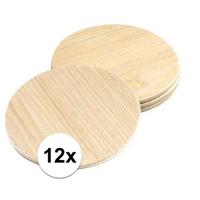 Glazen onderzetters - 12x stuks - rond - hout - D10 cm - glas onderleggers