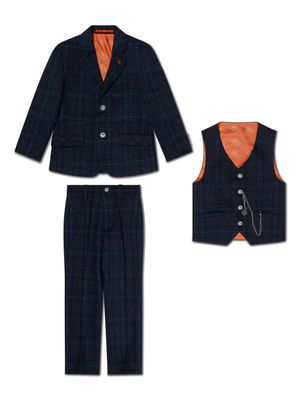 HOUSE OF CAVANI KIDS costume trois pièces à carreaux - Bleu