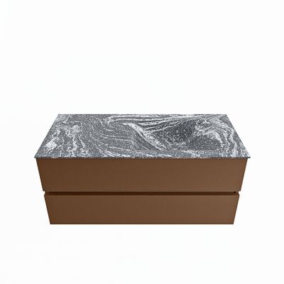 MONDIAZ VICA-DLUX 110cm badmeubel onderkast Rust 2 lades. Inbouw wastafel CLOUD rechts zonder kraangat, kleur Lava.