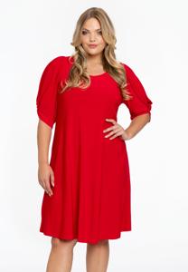 Yoek Jurk met pofmouwen | Rood | Maat 46/48