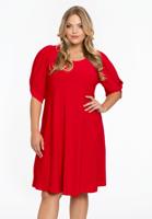 Yoek Jurk met pofmouwen | Rood | Maat 46/48