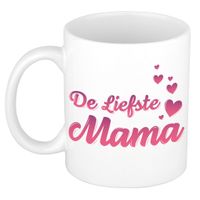 De liefste mama kado mok / beker voor Moederdag / verjaardag - roze hartjes - thumbnail