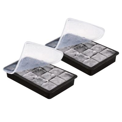 IJsblokjesvorm - 2x - 15 ijsblokjes - grijs - siliconen - 18,5 x 12 x 3,5 cm - XXL ijsblokjes IJsblokjesvorm - 2x - 15 ijsblokjes - grijs - siliconen - 18,5 x 12 x 3,5 cm - XXL ijsblokjes