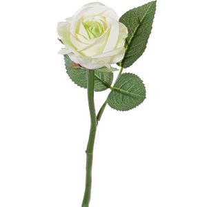 Kunstbloem roos Nina - wit - 27 cm - kunststof steel - decoratie bloemen