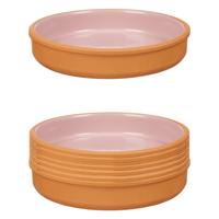 Tapas serveerschaal - 8x stuks - terracotta - roze - D23 x H4 cm - hapjes serveren - ovenschaal - ro