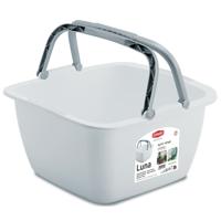 Wasmand/draagmand/teil met hengsel - kunststof - 18 Liter - wit - 40 x 40 x 23 cm