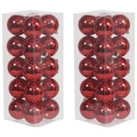 40x Kunststof kerstballen glanzend rood 8 cm kerstboom versiering/decoratie   -