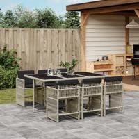 7-delige Tuinset met kussens poly rattan grijs