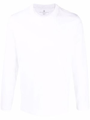 Brunello Cucinelli t-shirt en coton à manches longues - Blanc